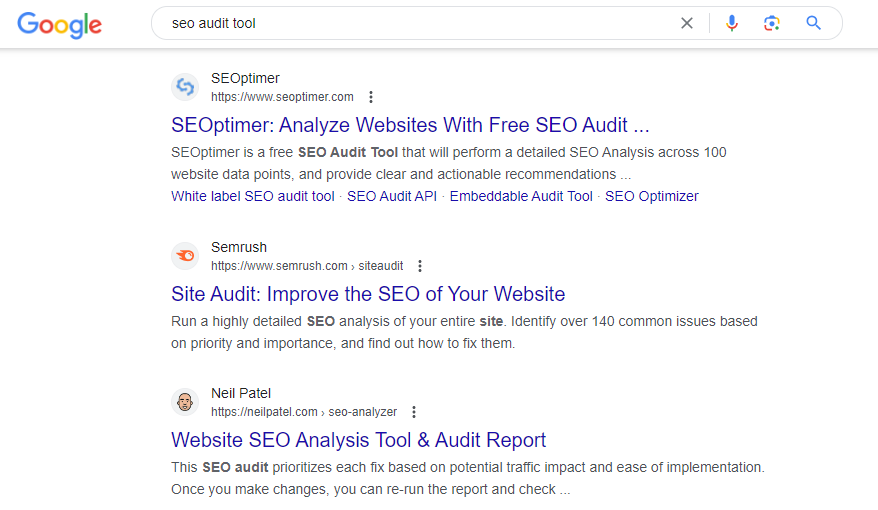 strumento di audit seo serp